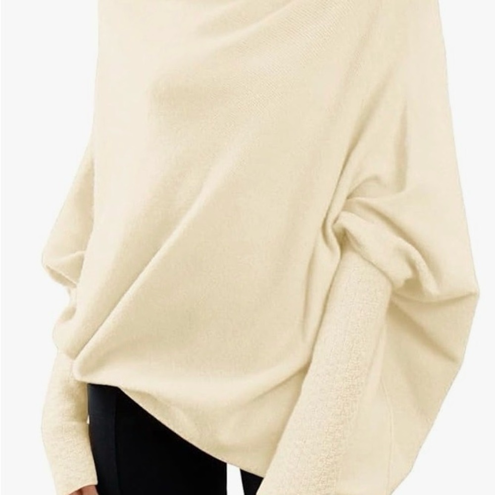 Lillusory Cream Asymmetrical Batwing Sweater | NWT | Oversized Wrap Tunic Large